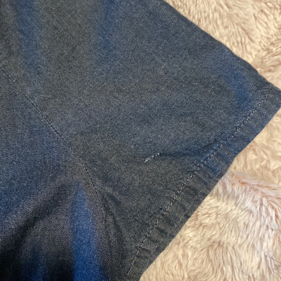 Zara Basic Denim Z1975 Denim Short Sleeve Zip Back Cotton A Line Dress Sz XS - Picture 6 of 6